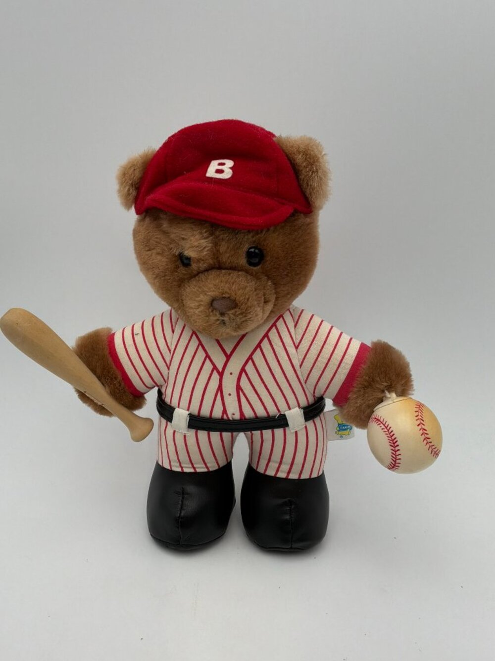 1986 Dakin Baseball Bear Plush 9 Inch With Bat and Ball Vintage Korea